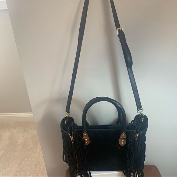 Henri Bendel A-List Satchel Black with Fringe - Picture 15 of 15